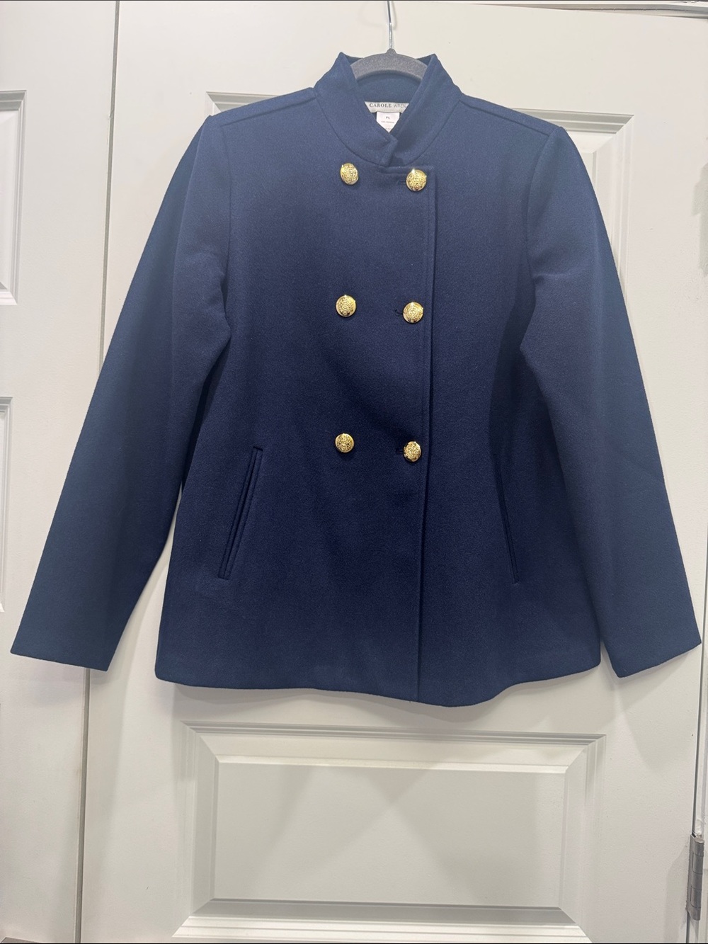 Classic Navy Double-Breasted Peacoat with Gold Buttons